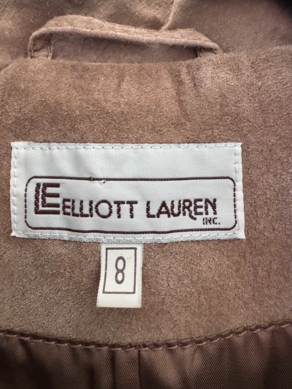Elliott Lauren Tan Suede Jacket Button Front Cropped Blazer Size 8, Excellent - Picture 10 of 11